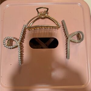 Gold Hair Clips with Pearls 3 pack